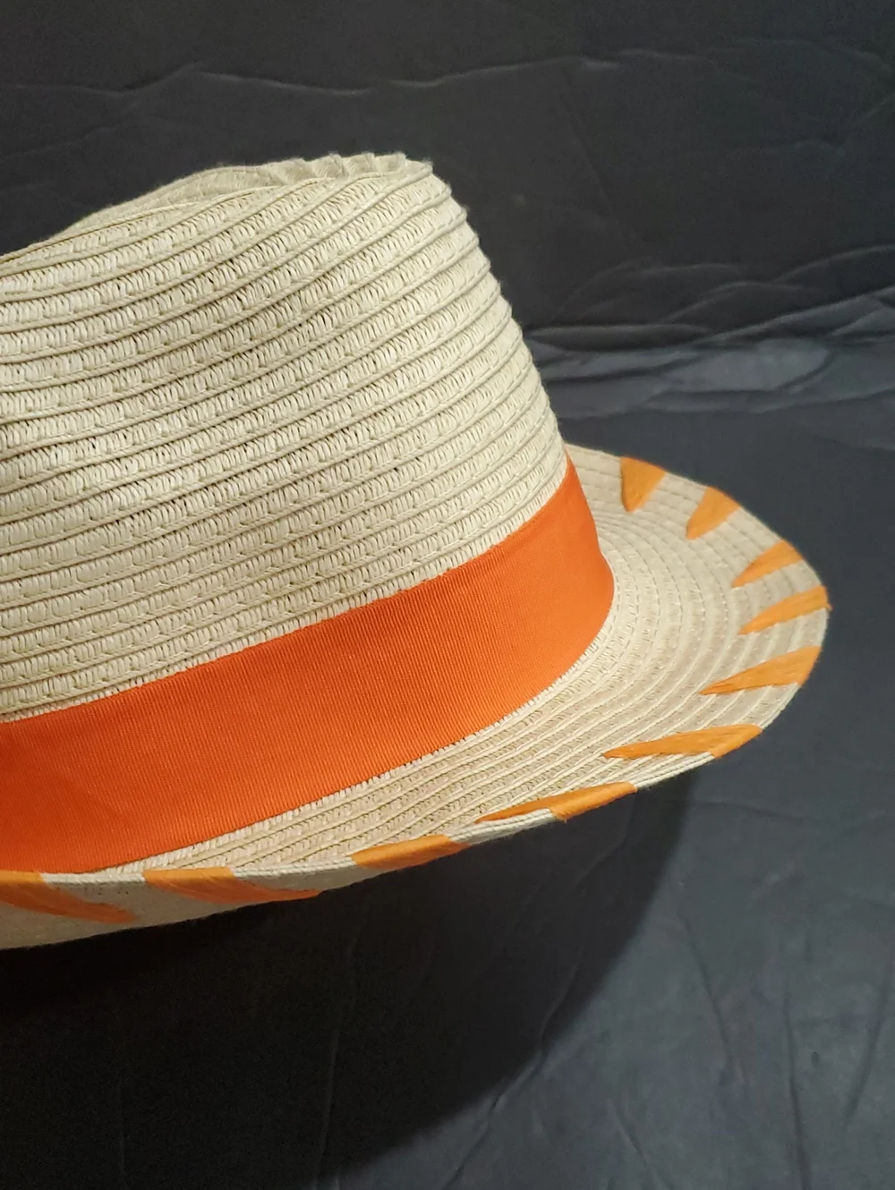 Banana Boat beige and orange whipstitch style trim upf50+ raffia fedora sun hat